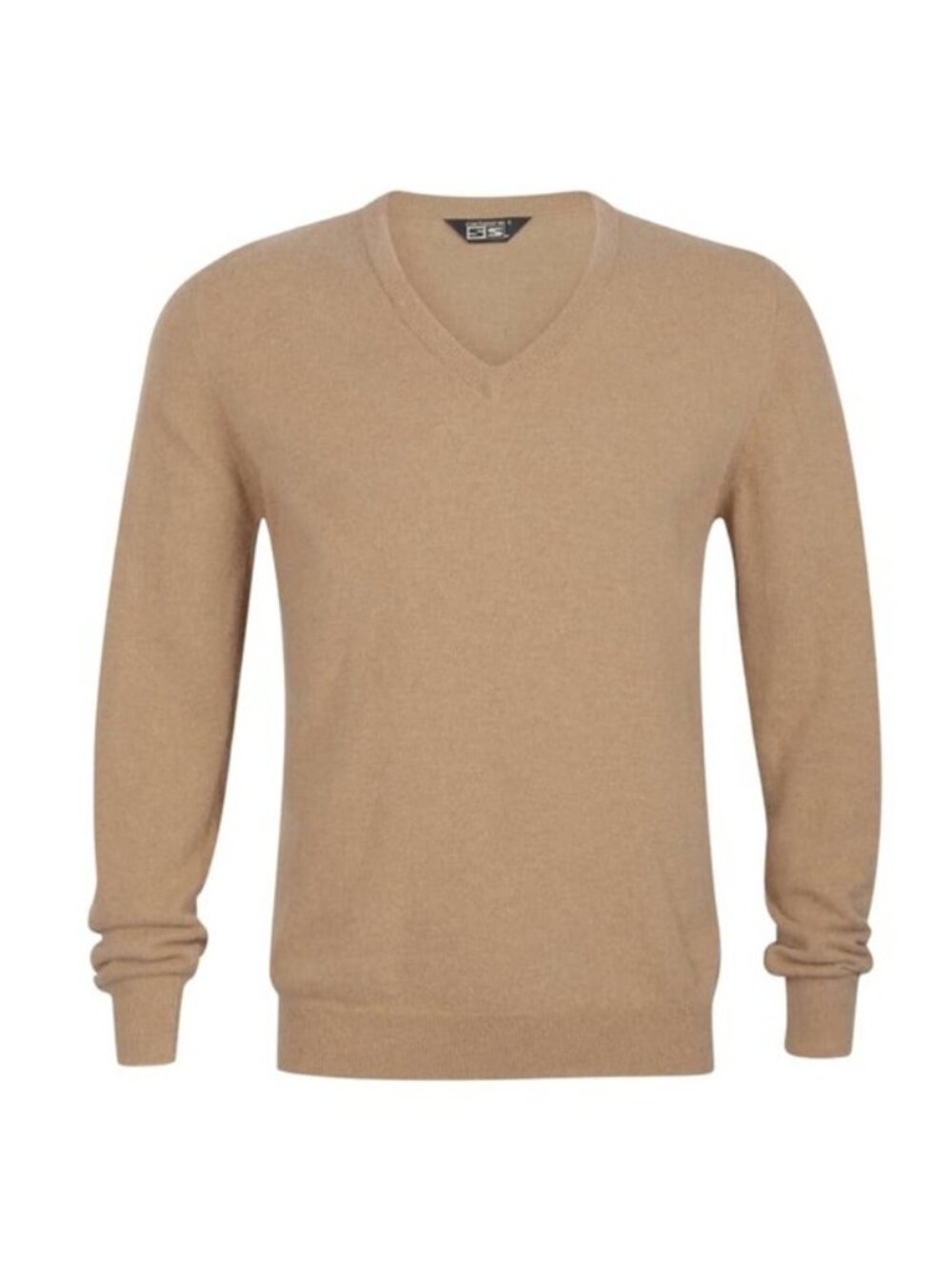 SS CACHEMIRAS MERINO WOOL & ANGORA BLEND OATMEAL TAN V-NECK SWEATER XL